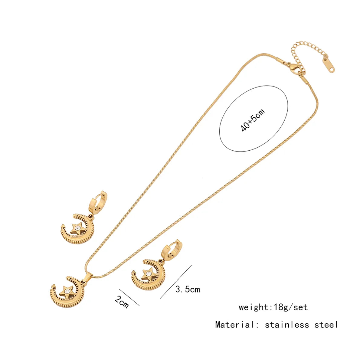 Simple Style Star Moon Stainless Steel Plating Earrings Necklace