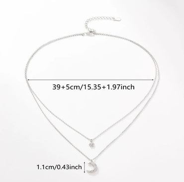 Simple Style Star Moon Sterling Silver Plating Inlay Zircon White Gold Plated Pendant Necklace