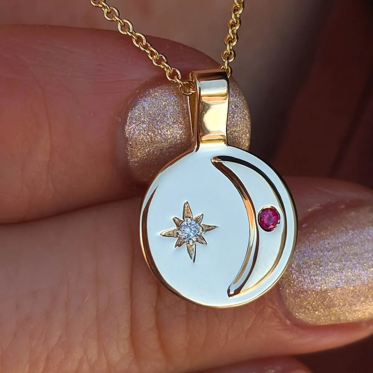 Simple Style Star Moon Titanium Steel Plating Pendant Necklace