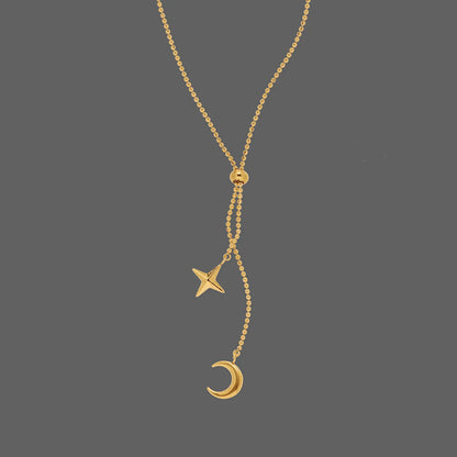 Simple Style Star Moon Titanium Steel Plating Pendant Necklace 1 Piece