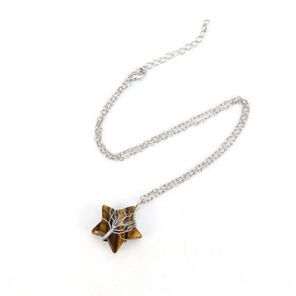 Simple Style Star Natural Stone Ferroalloy Patchwork Pendant Necklace