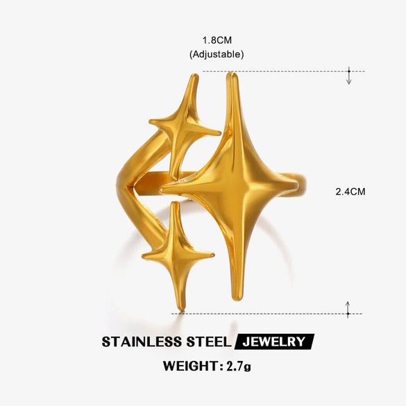 Simple Style Star Opening Ring For Women Stainless Steel Electroplated