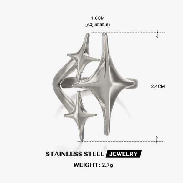 Simple Style Star Opening Ring For Women Stainless Steel Electroplated