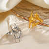 Simple Style Star Opening Ring For Women Stainless Steel Electroplated