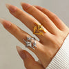 Simple Style Star Opening Ring For Women Stainless Steel Electroplated