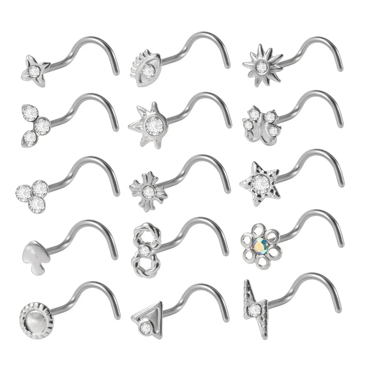 1 Piece Nose Rings & Studs Simple Style Star 304 Stainless Steel Inlay Rhinestones