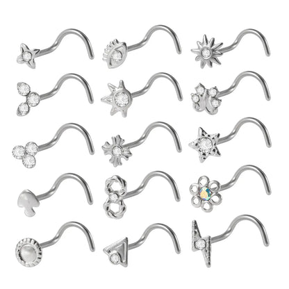 1 Piece Nose Rings & Studs Simple Style Star 304 Stainless Steel Inlay Rhinestones