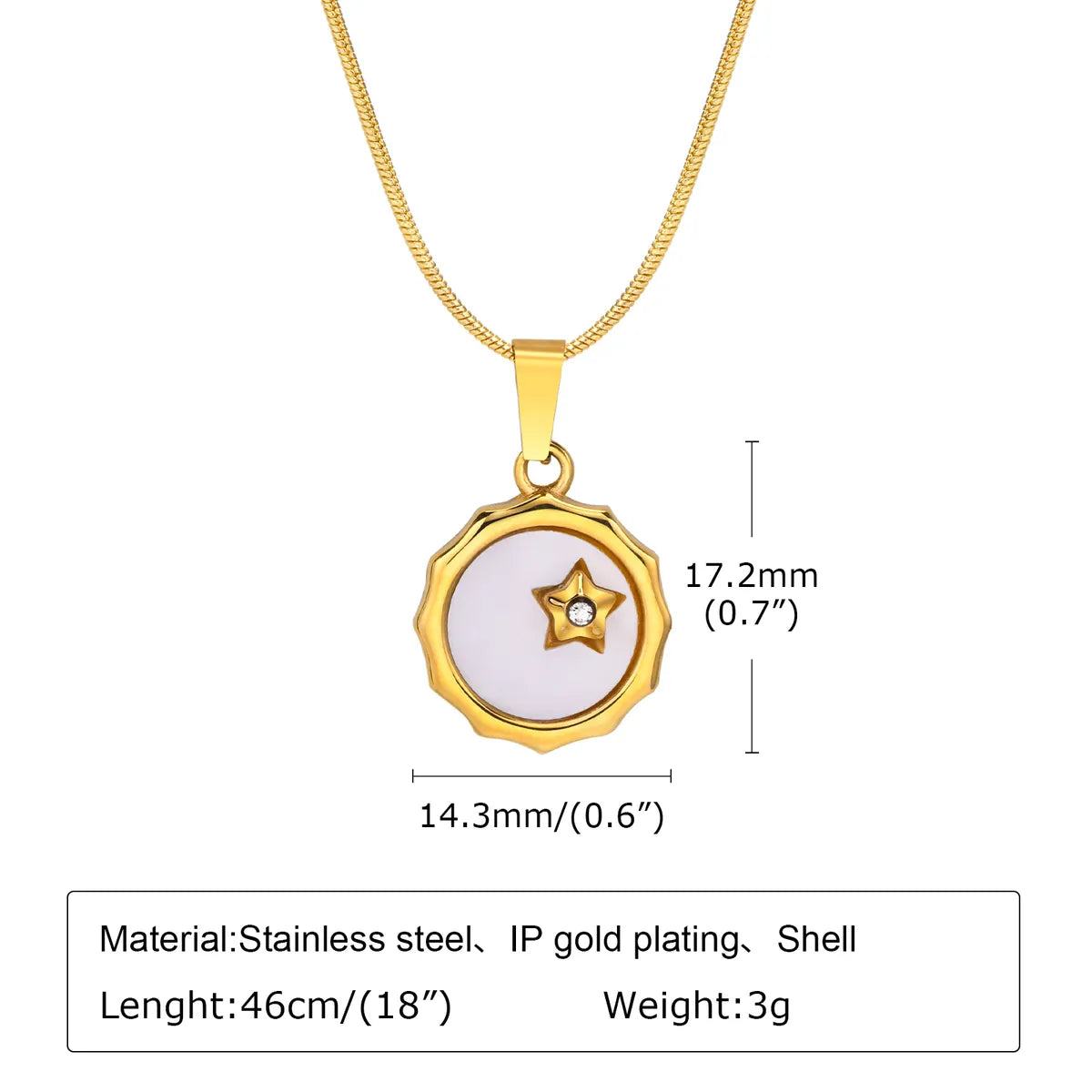 Simple Style Star Stainless Steel Patchwork Plating Inlay Shell 18k Gold Plated Pendant Necklace