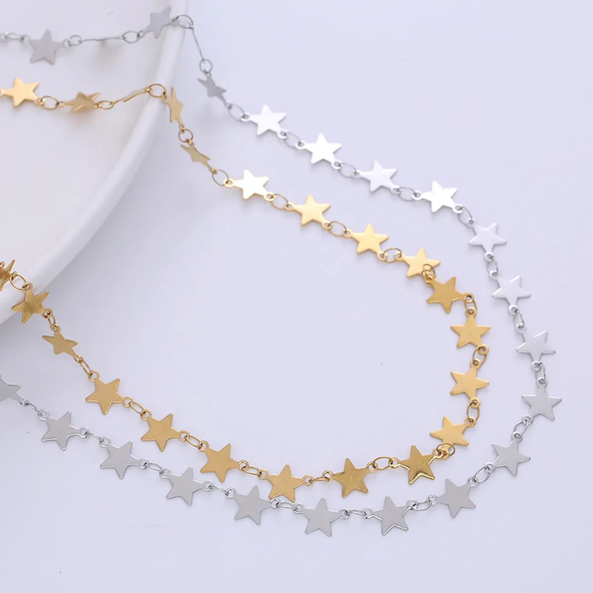 Simple Style Star Stainless Steel Plating Chain Choker