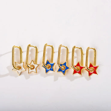 1 Pair Simple Style Star Plating Copper Gold Plated Earrings