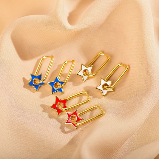 1 Pair Simple Style Star Plating Copper Gold Plated Earrings