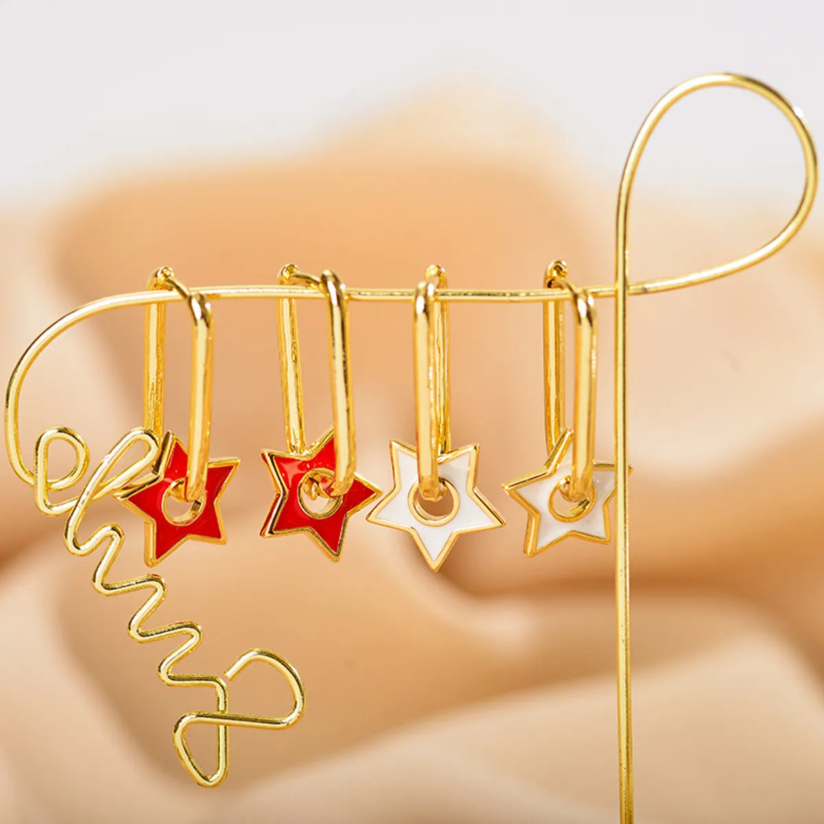 1 Pair Simple Style Star Plating Copper Gold Plated Earrings