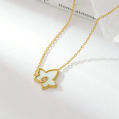 Simple Style Star Stainless Steel Plating Inlay Acrylic Shell Gold Plated Pendant Necklace