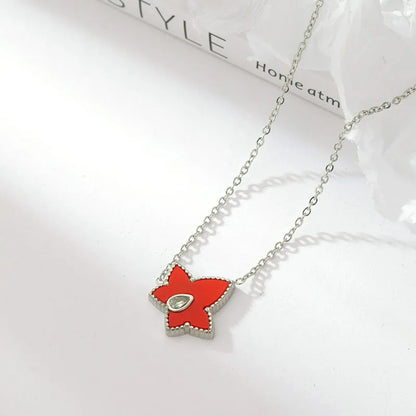 Simple Style Star Stainless Steel Plating Inlay Acrylic Shell Gold Plated Pendant Necklace