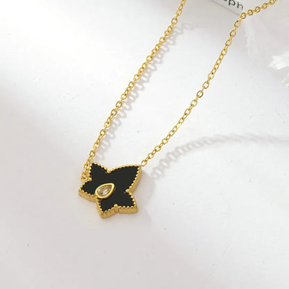 Simple Style Star Stainless Steel Plating Inlay Acrylic Shell Gold Plated Pendant Necklace