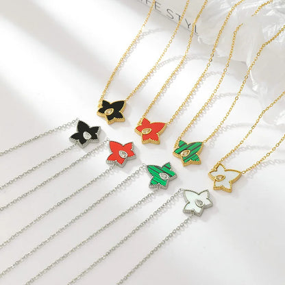 Simple Style Star Stainless Steel Plating Inlay Acrylic Shell Gold Plated Pendant Necklace