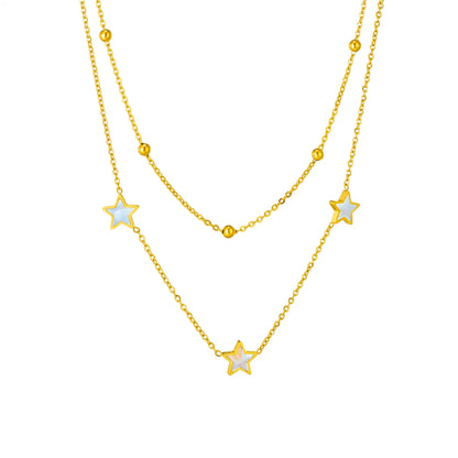 Simple Style Star Stainless Steel Plating Inlay Shell 18k Gold Plated Layered Necklaces