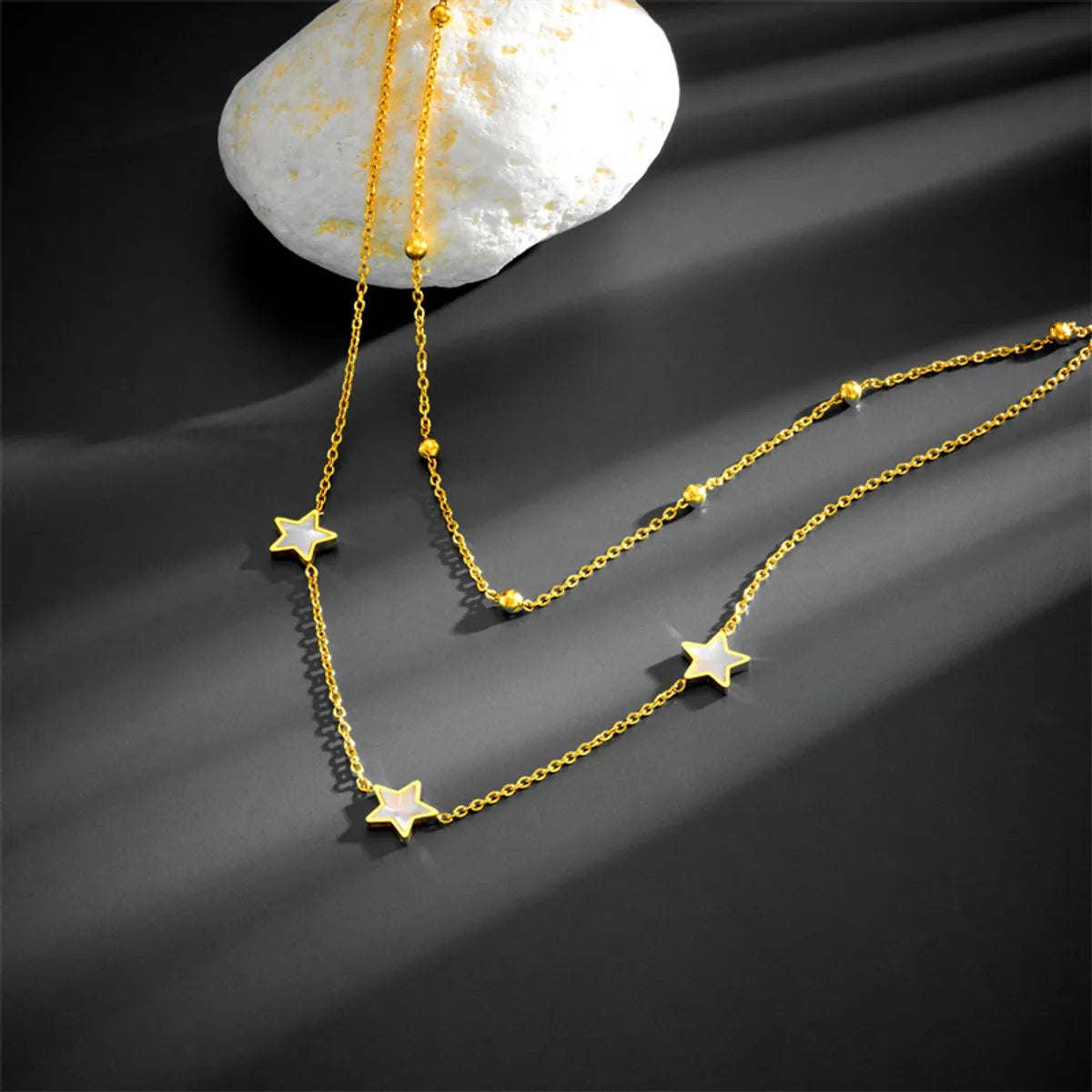 Simple Style Star Stainless Steel Plating Inlay Shell 18k Gold Plated Layered Necklaces