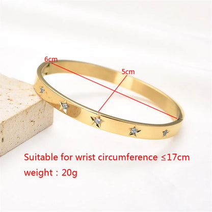 Simple Style Star Stainless Steel Plating Inlay Zircon Gold Plated Bangle