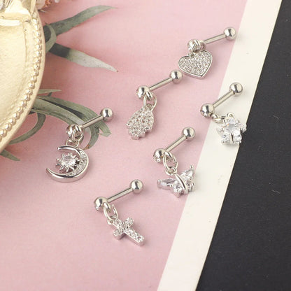 Simple Style Star Stainless Steel Zircon Ear Studs 1 Piece