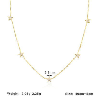 Simple Style Star Sterling Silver 18k Gold Plated White Gold Plated Pendant Necklace