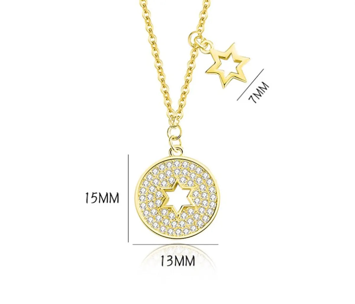 Simple Style Star Sterling Silver Inlay Zircon Pendant Necklace