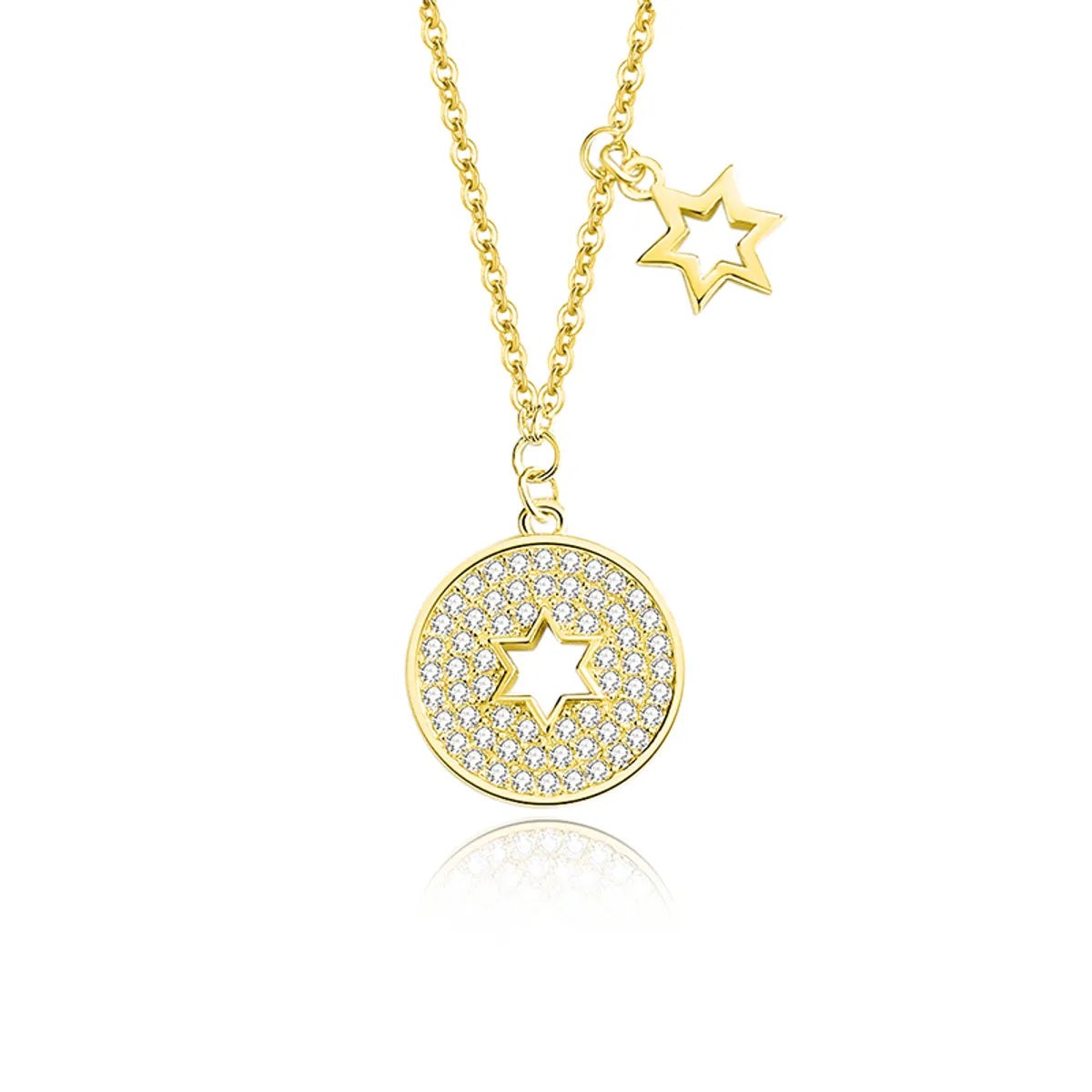 Simple Style Star Sterling Silver Inlay Zircon Pendant Necklace