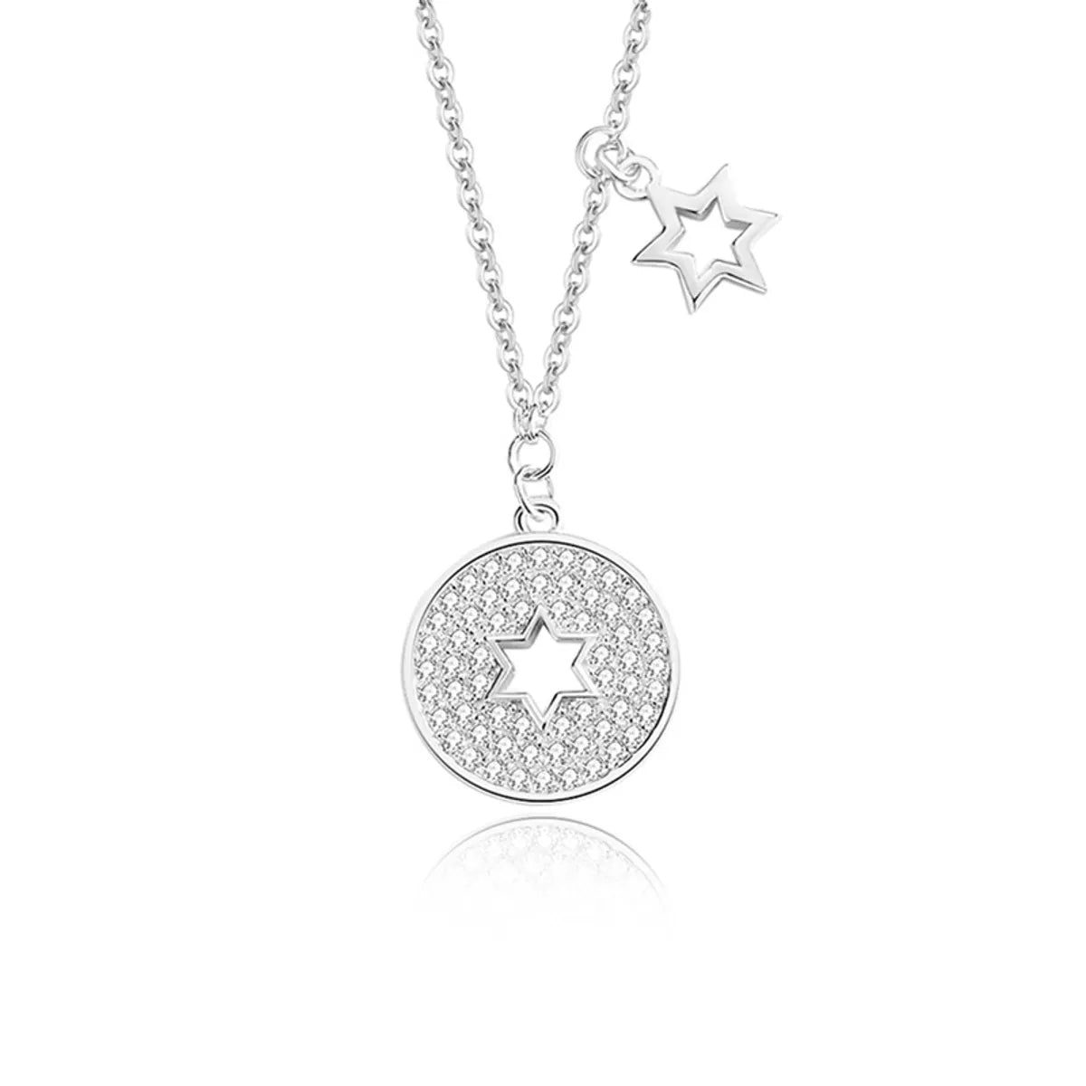 Simple Style Star Sterling Silver Inlay Zircon Pendant Necklace