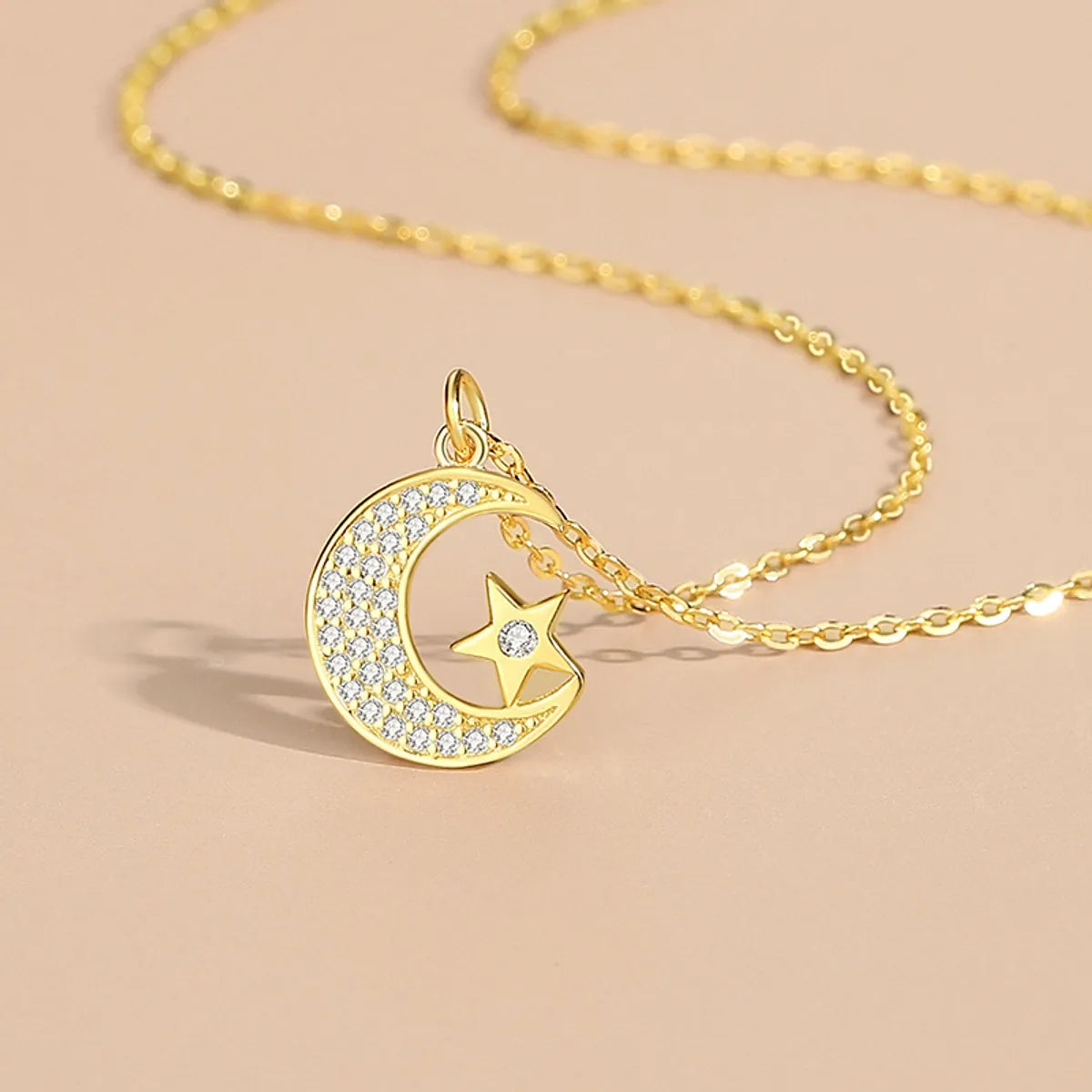 Simple Style Star Sterling Silver Plating Inlay Zircon Pendant Necklace