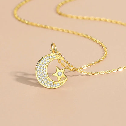 Simple Style Star Sterling Silver Plating Inlay Zircon Pendant Necklace