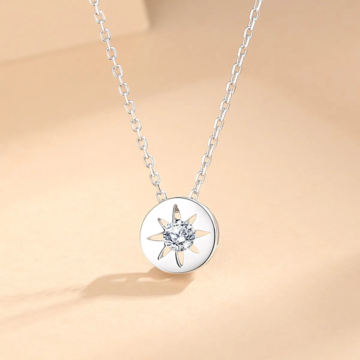 Simple Style Star Sterling Silver Plating Inlay Zircon Pendant Necklace