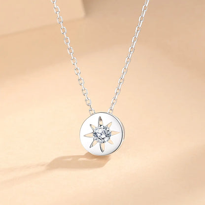 Simple Style Star Sterling Silver Plating Inlay Zircon Pendant Necklace