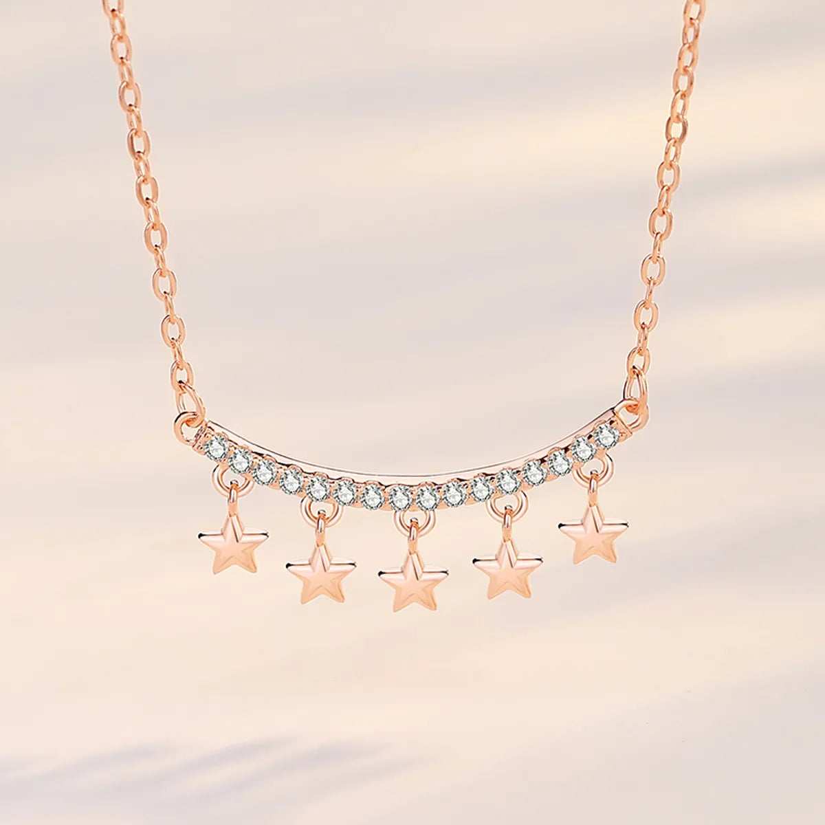 Simple Style Star Sterling Silver Polishing Plating Inlay Zircon Necklace