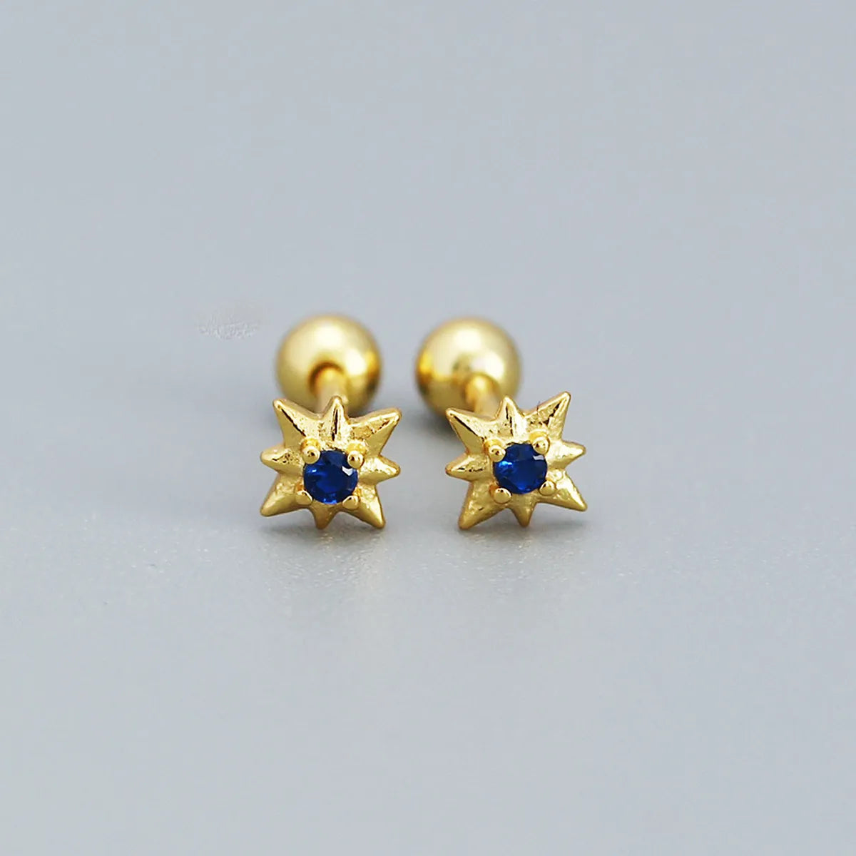 Simple Style Star Sterling Silver Star Rhinestones Ear Studs 1 Pair