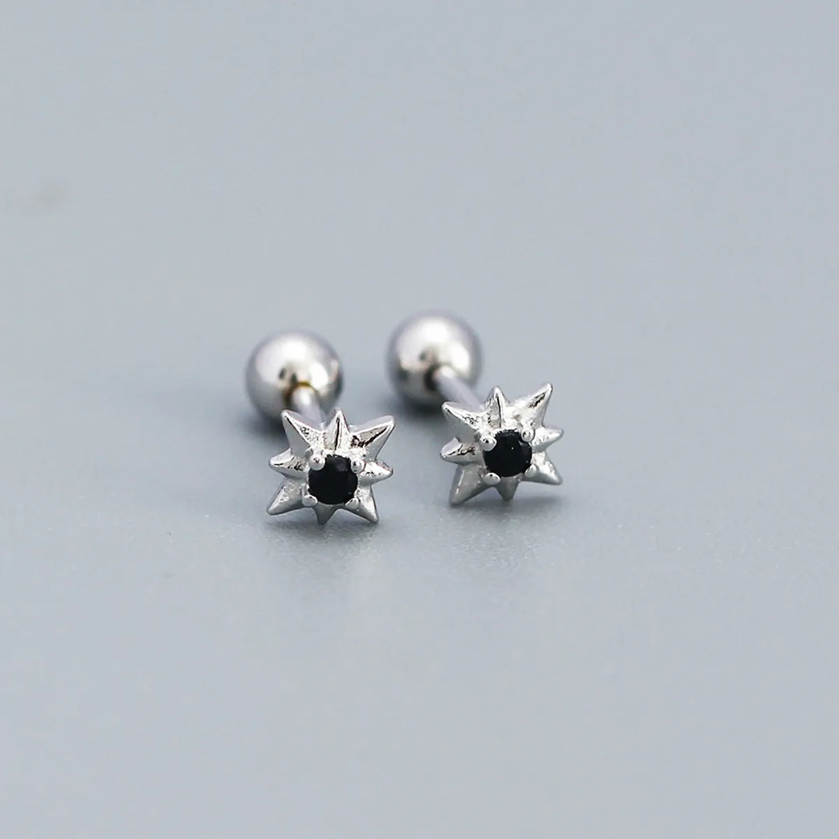 Simple Style Star Sterling Silver Star Rhinestones Ear Studs 1 Pair