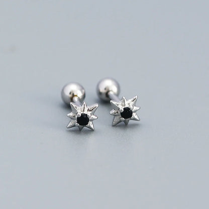 Simple Style Star Sterling Silver Star Rhinestones Ear Studs 1 Pair