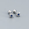 Simple Style Star Sterling Silver Star Rhinestones Ear Studs 1 Pair