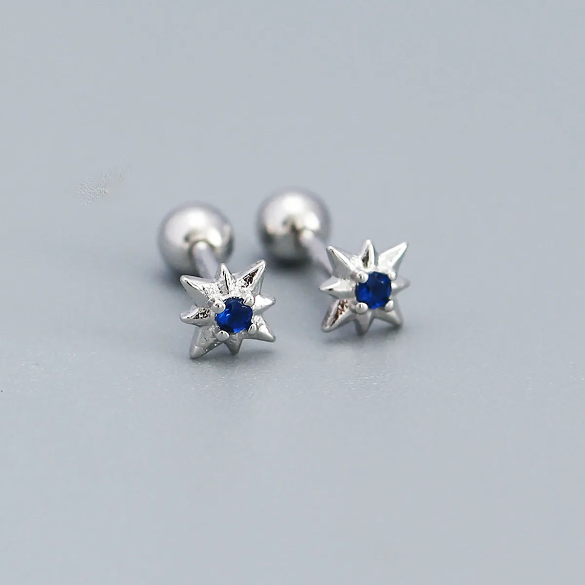 Simple Style Star Sterling Silver Star Rhinestones Ear Studs 1 Pair