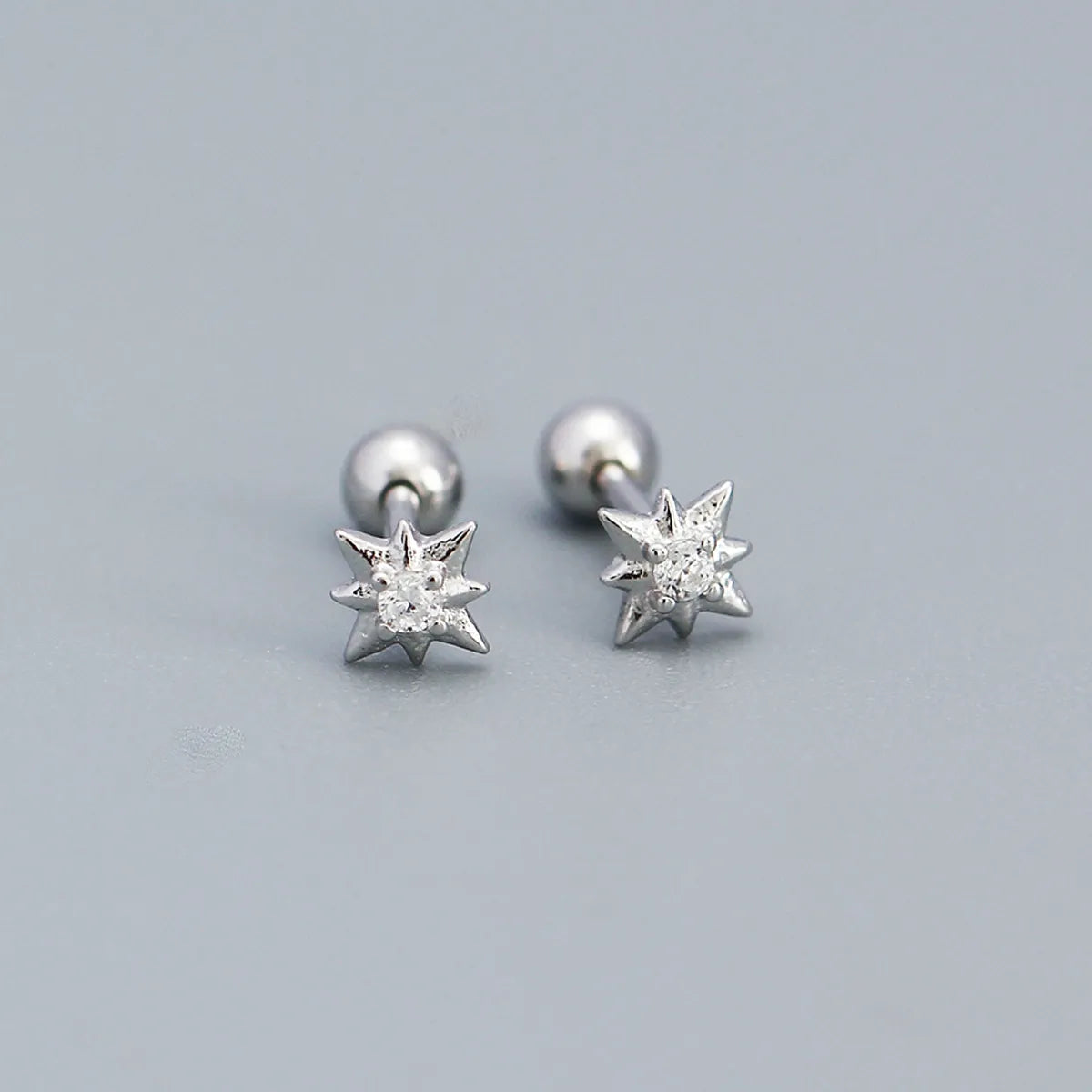 Simple Style Star Sterling Silver Star Rhinestones Ear Studs 1 Pair