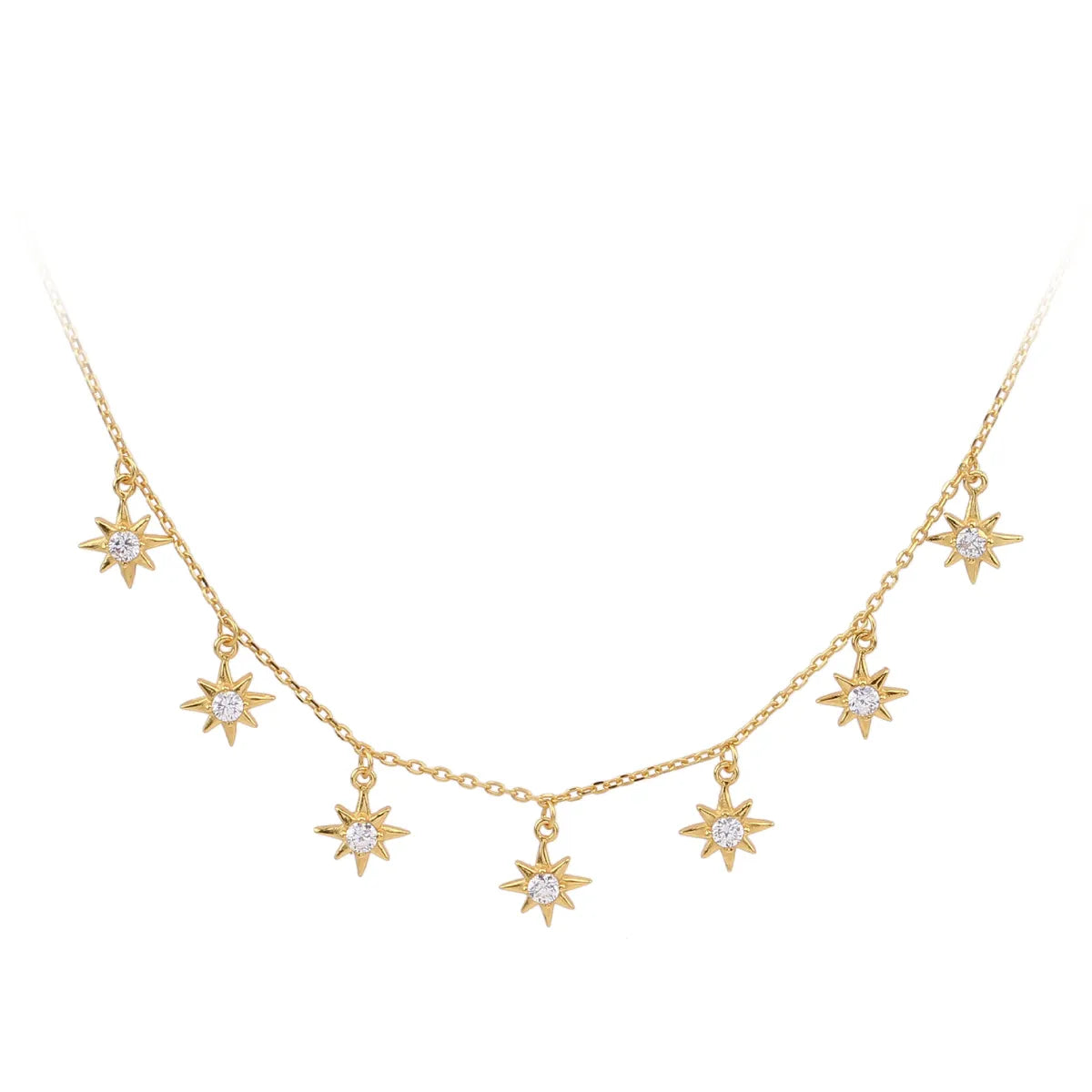 Simple Style Star Sterling Silver Zircon Necklace In Bulk