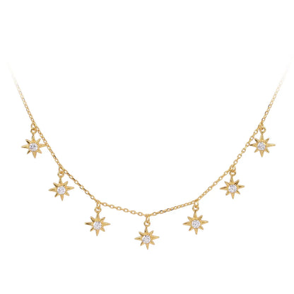 Simple Style Star Sterling Silver Zircon Necklace In Bulk