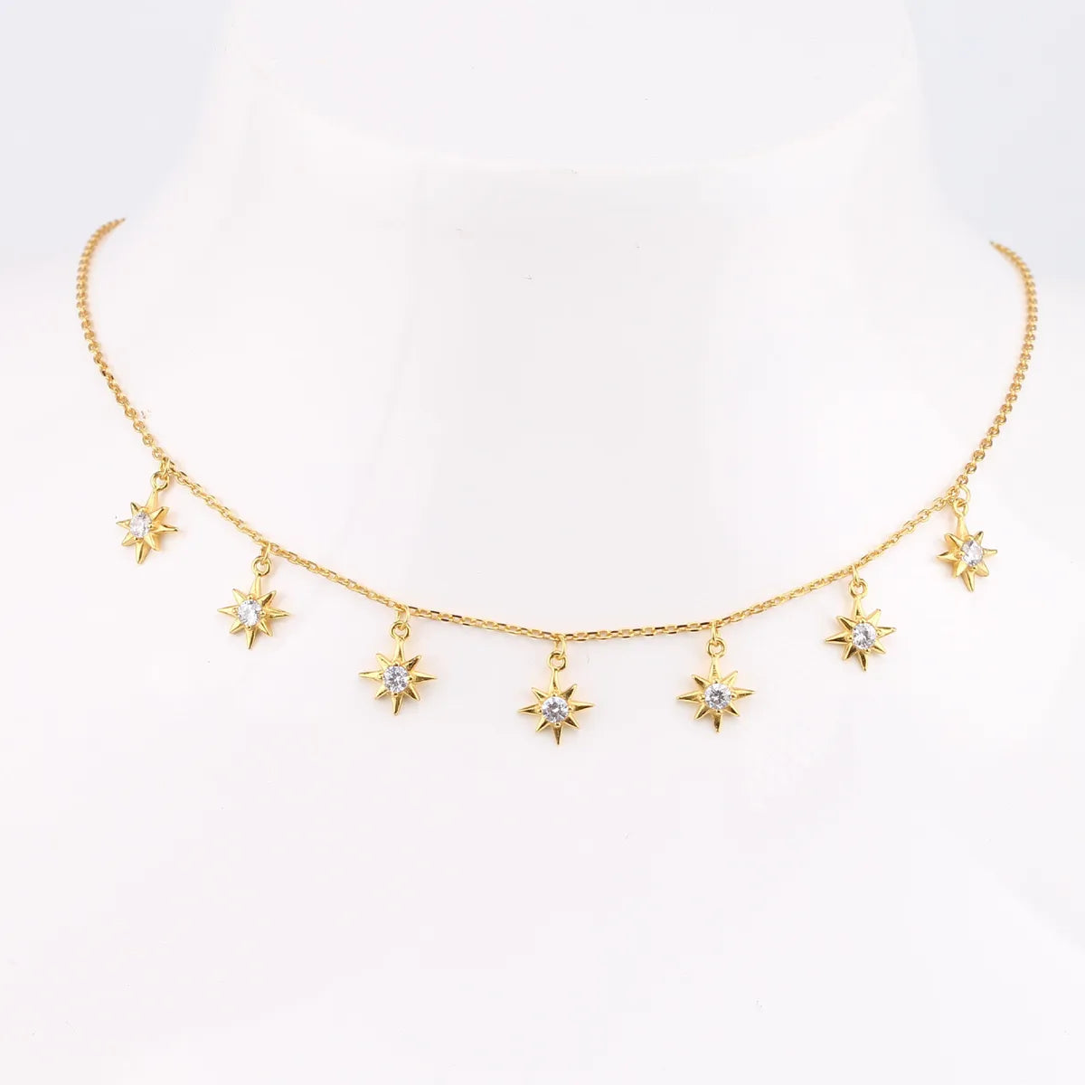 Simple Style Star Sterling Silver Zircon Necklace In Bulk