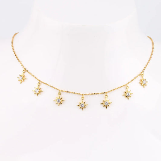 Simple Style Star Sterling Silver Zircon Necklace In Bulk