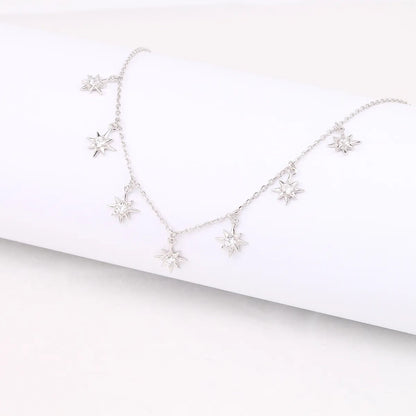 Simple Style Star Sterling Silver Zircon Necklace In Bulk