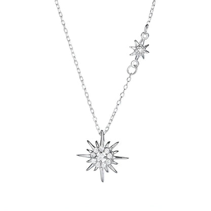 Simple Style Star Sterling Silver Zircon Pendant Necklace In Bulk