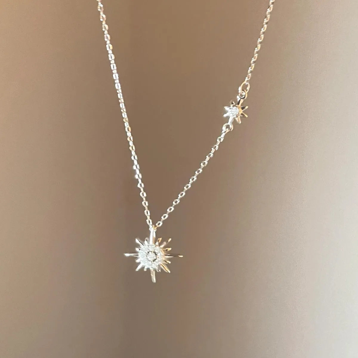 Simple Style Star Sterling Silver Zircon Pendant Necklace In Bulk