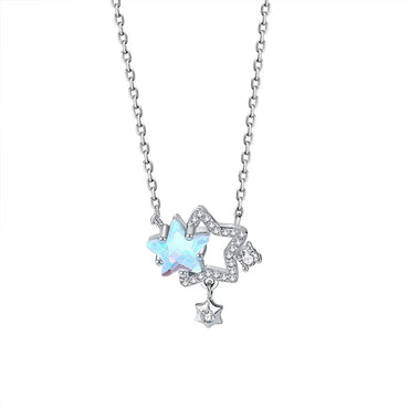 Simple Style Star Sterling Silver Zircon Pendant Necklace In Bulk