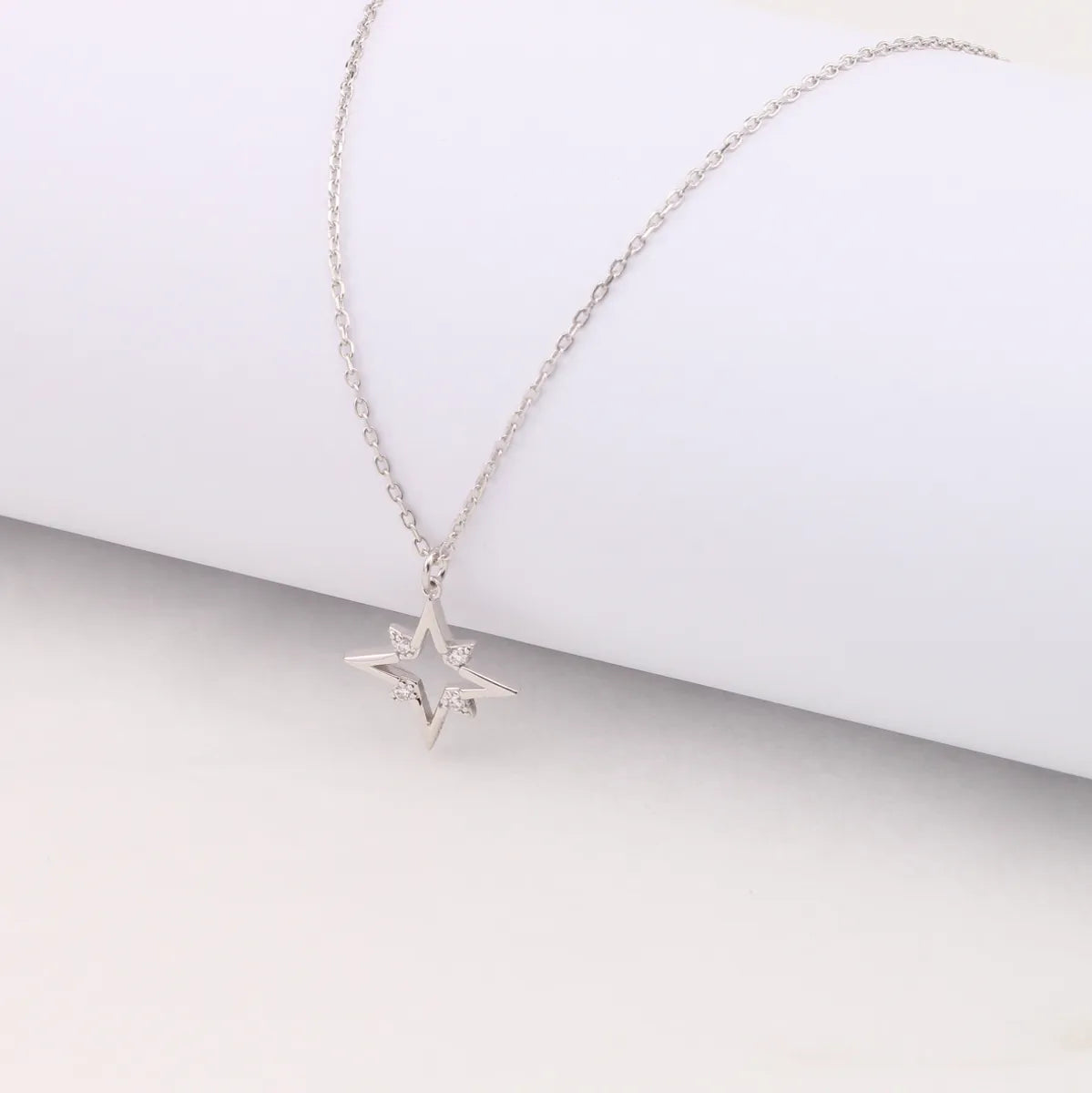 Simple Style Star Sterling Silver Zircon Pendant Necklace In Bulk