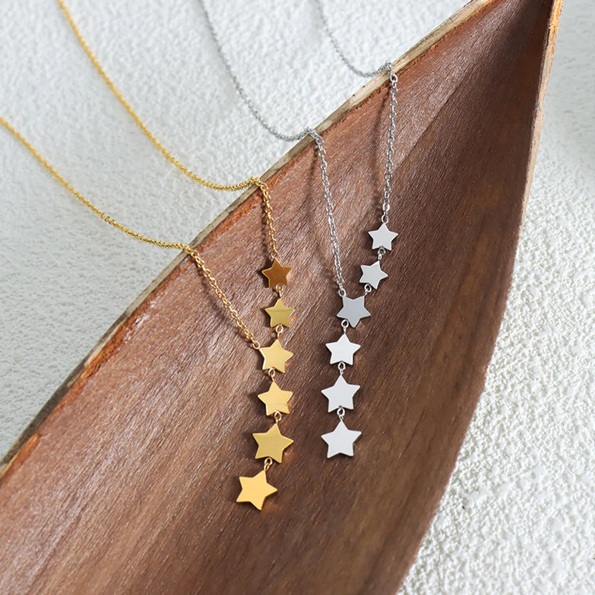 Simple Style Star Titanium Steel Pendant Necklace