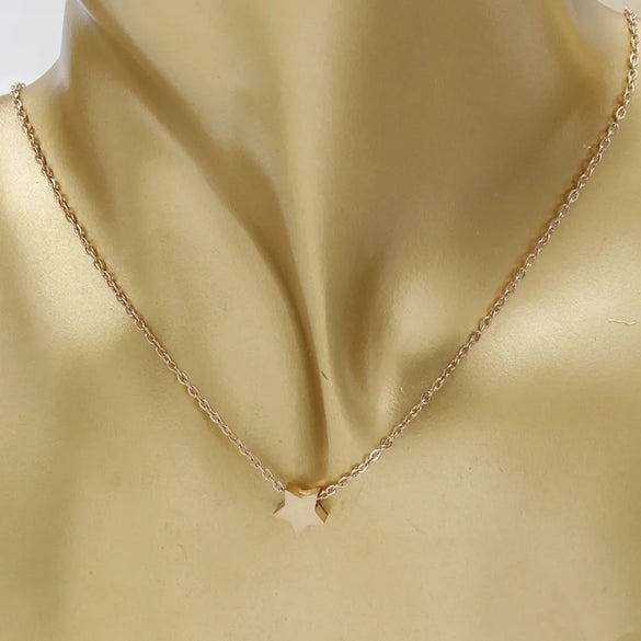 Wholesale Jewelry Simple Style Star Customization Laser Engraving Titanium Steel 18K Gold Plated Plating Necklace Cable Chain